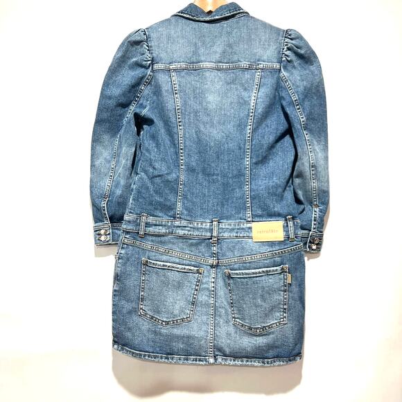 Retrofete Sibi Puff-Sleeve Denim Mini Dress Size L NWT - Picture 10 of 13